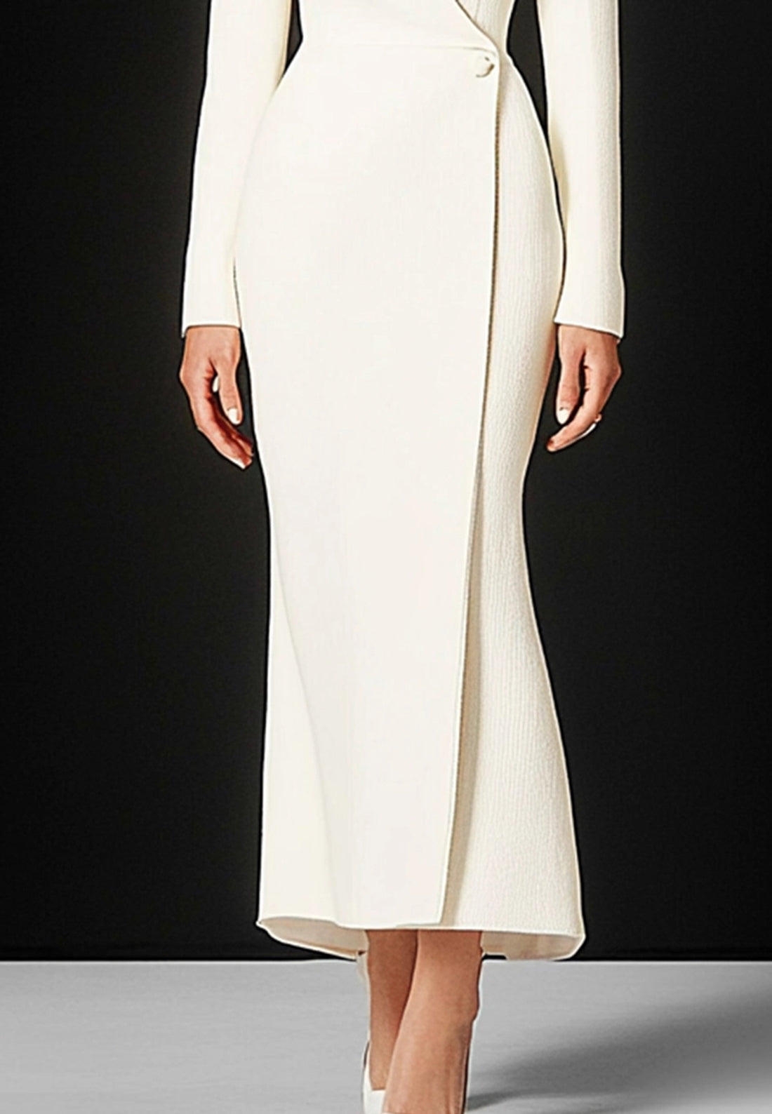 White Blazer Dress Work Semi Formal Long Sleeve Dress