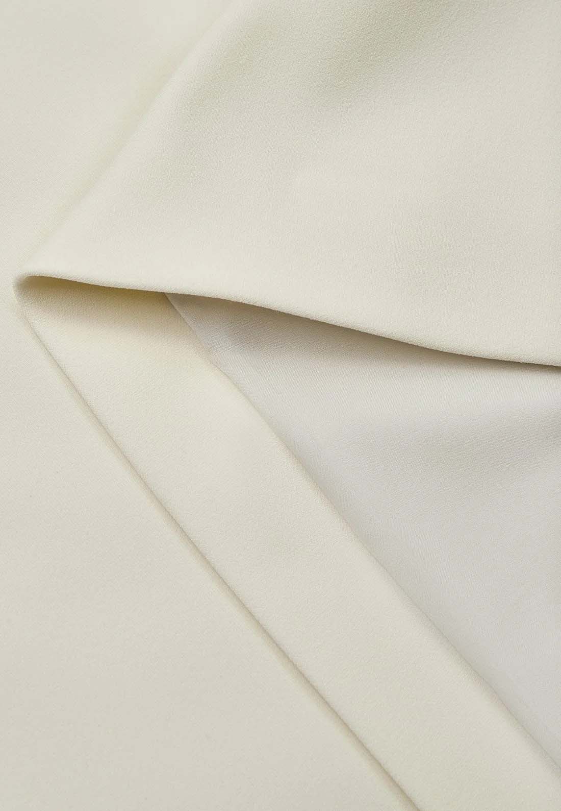 White Classic Boat Neck Sleeveless A-Line Midi Dress