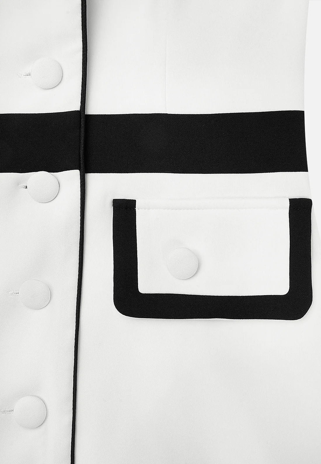 White Color Block Shawl Collar Sleeveless Knee-Length Sheath Dress