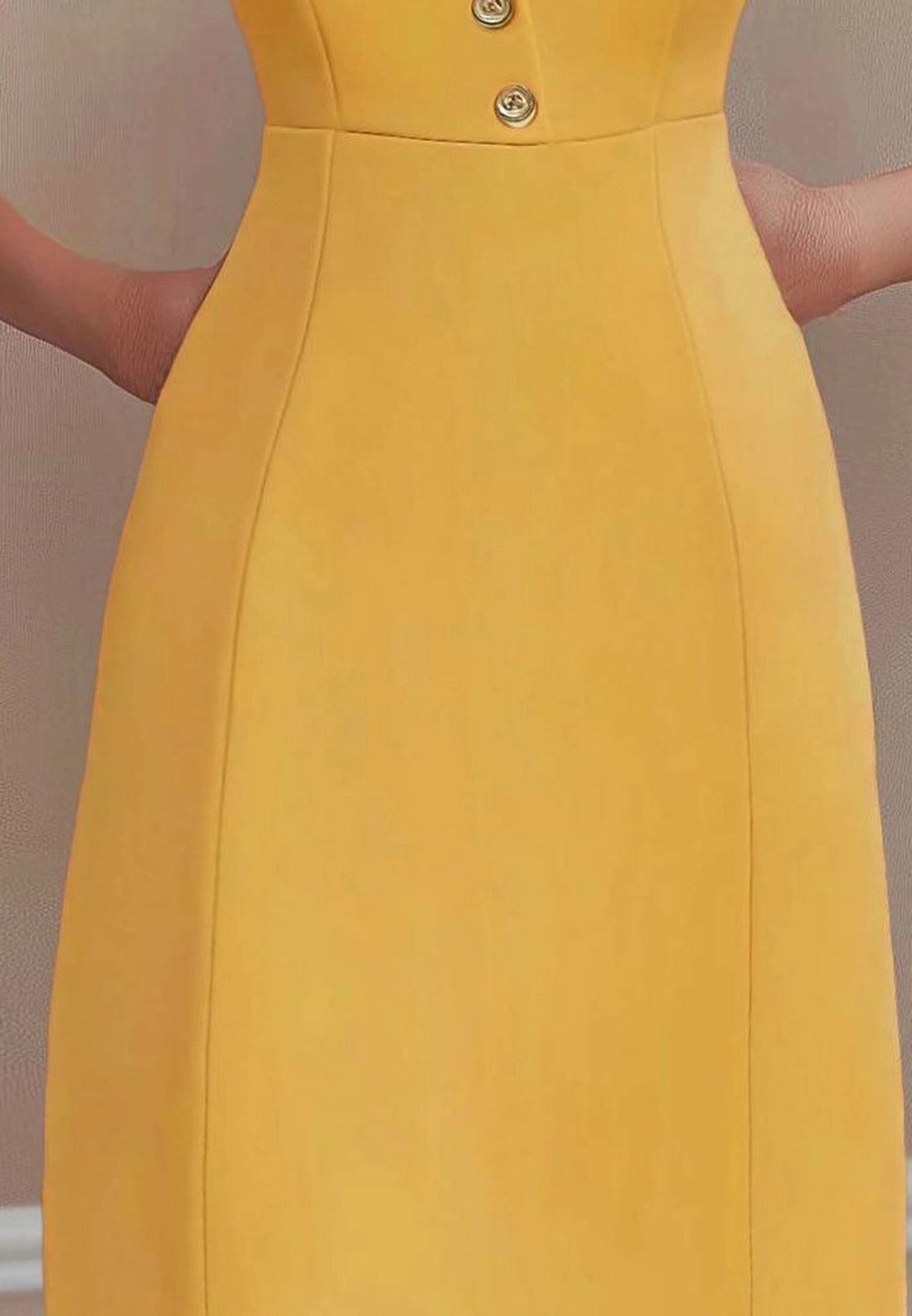 Work Party Dress Yellow V-Neck Ruched Sleeve Mini Dress