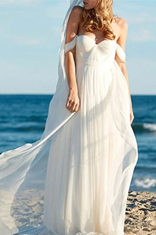 Chiffon Wedding Off-the-Shoulder Dress