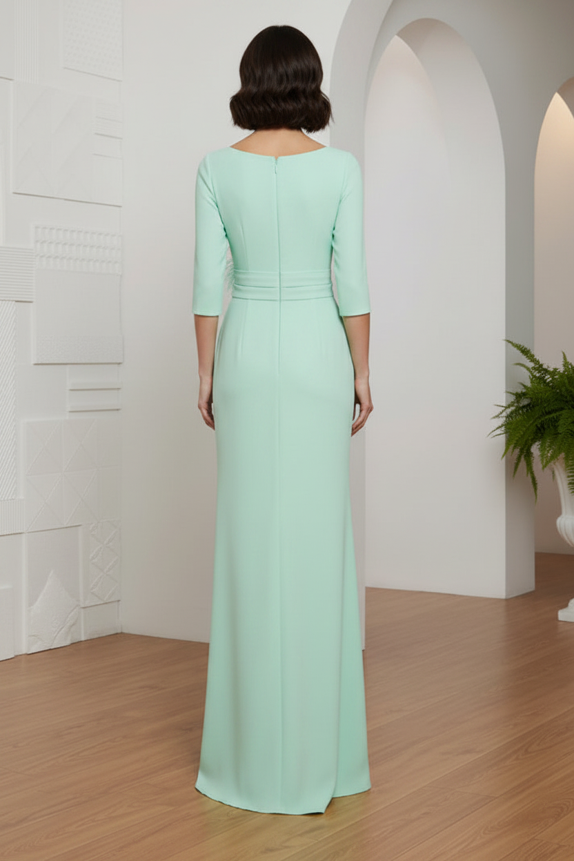 V-Neck Mother of the Bride Dress with Feathers