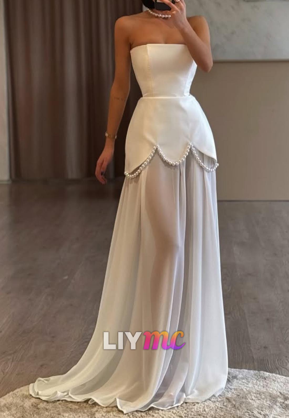 Straight Across Sleeveless A-Line Formal Dresss