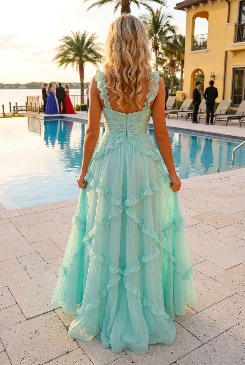 Tiered Ruffle Maxi Dress with Cut-Out Detail