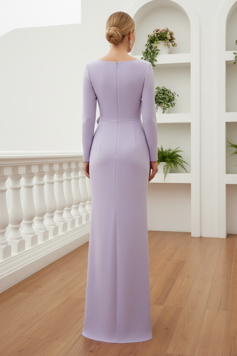 Square Neck Draped Floral Detail Gown