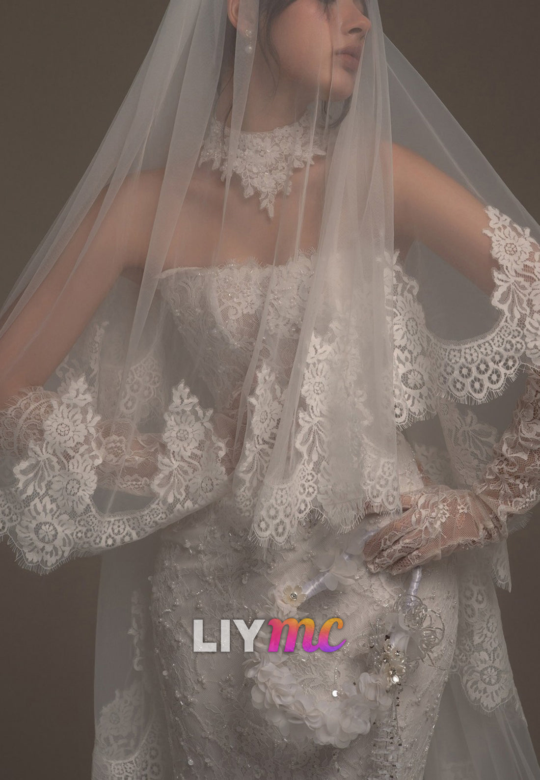 Corset Lace Mermaid Wedding Dress with Straps