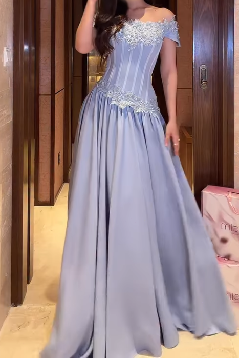 Corset Evening Gown with Asymmetrical Waist