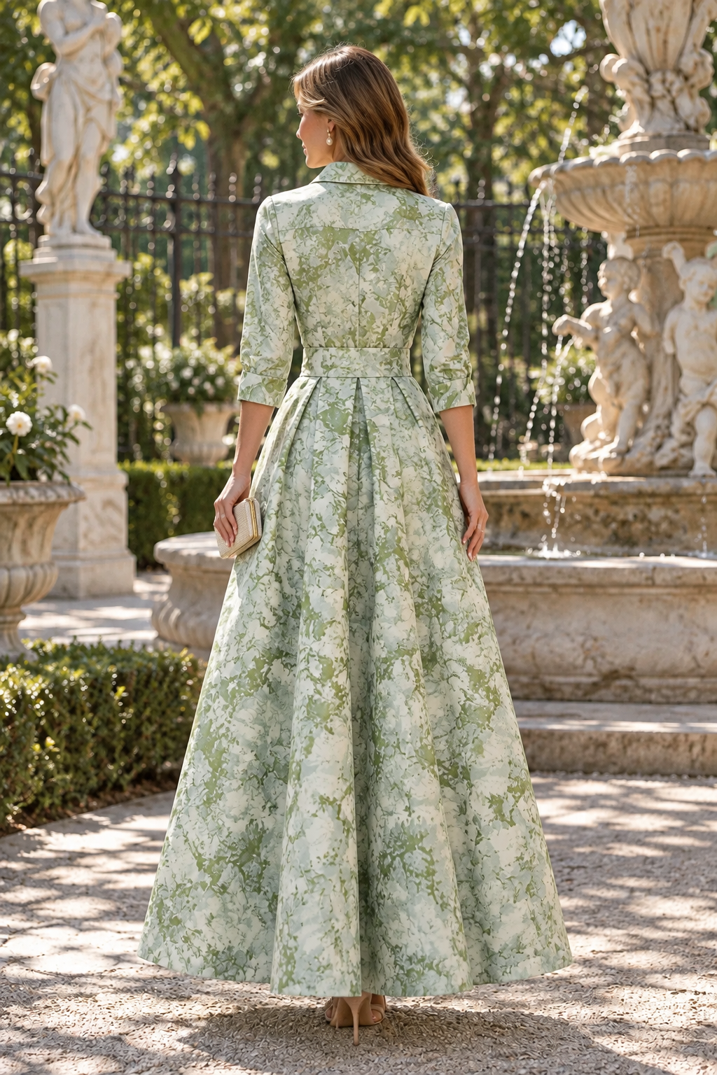 Printed Collared A-Line Maxi Shirt Dress with Sash
