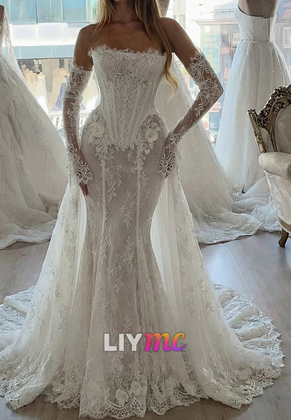 Lace Mermaid Wedding Dress with Corset Bodice