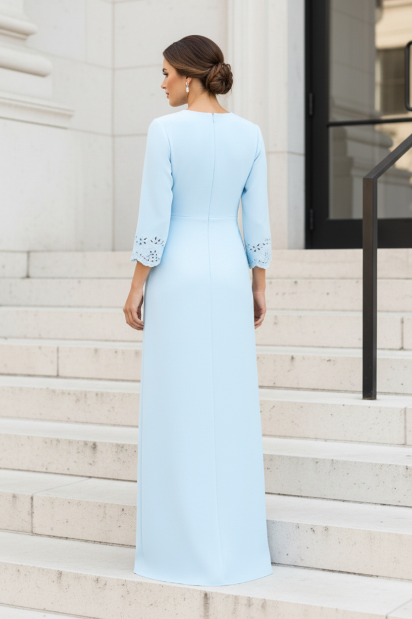 Floral Print Sheath Maxi Dress with Bell Sleeves