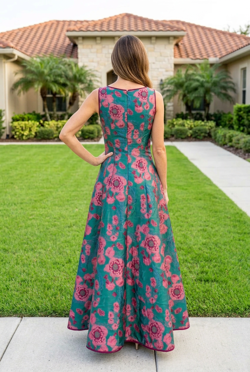 Floral Print Sleeveless A-Line Maxi Dress