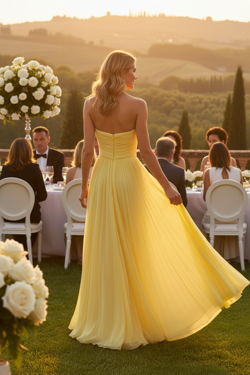 Halter Neck Pleated Chiffon Gown
