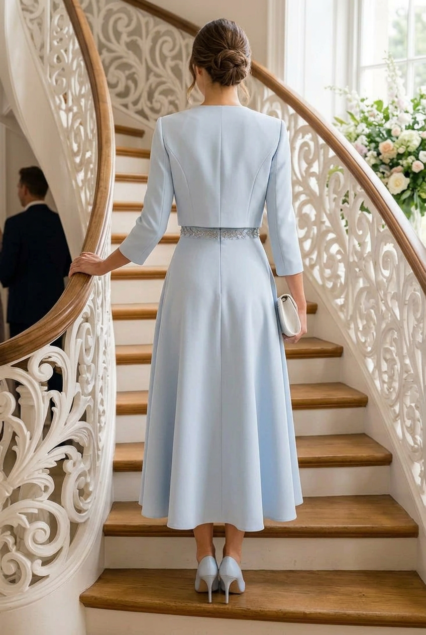A-Line Midi Dress and Cropped Jacket Set