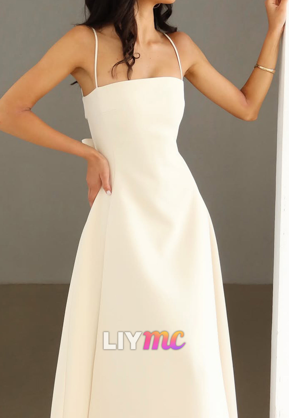 Spaghetti Strap A-Line Dress with Tie Back