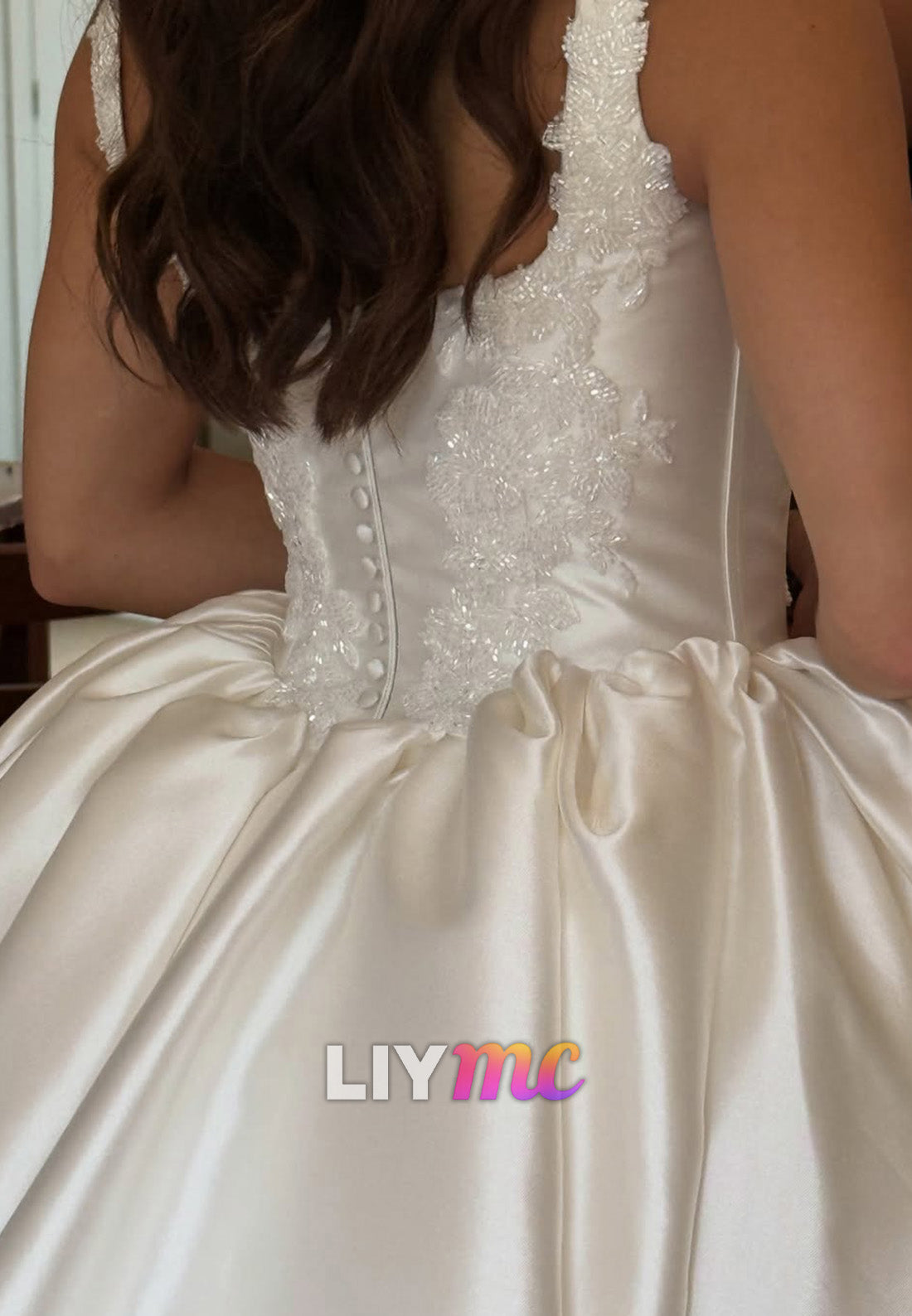 Beaded Lace Ball Gown Wedding Dress with Pockets