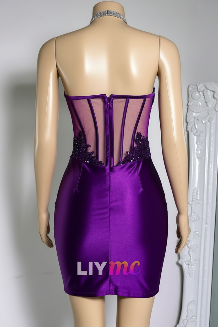Sequined Corset Satin Bodycon Mini Dress