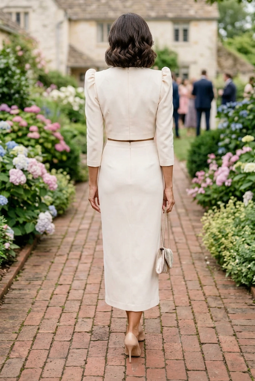 Two-Piece Column Maxi Set with Puff Sleeves