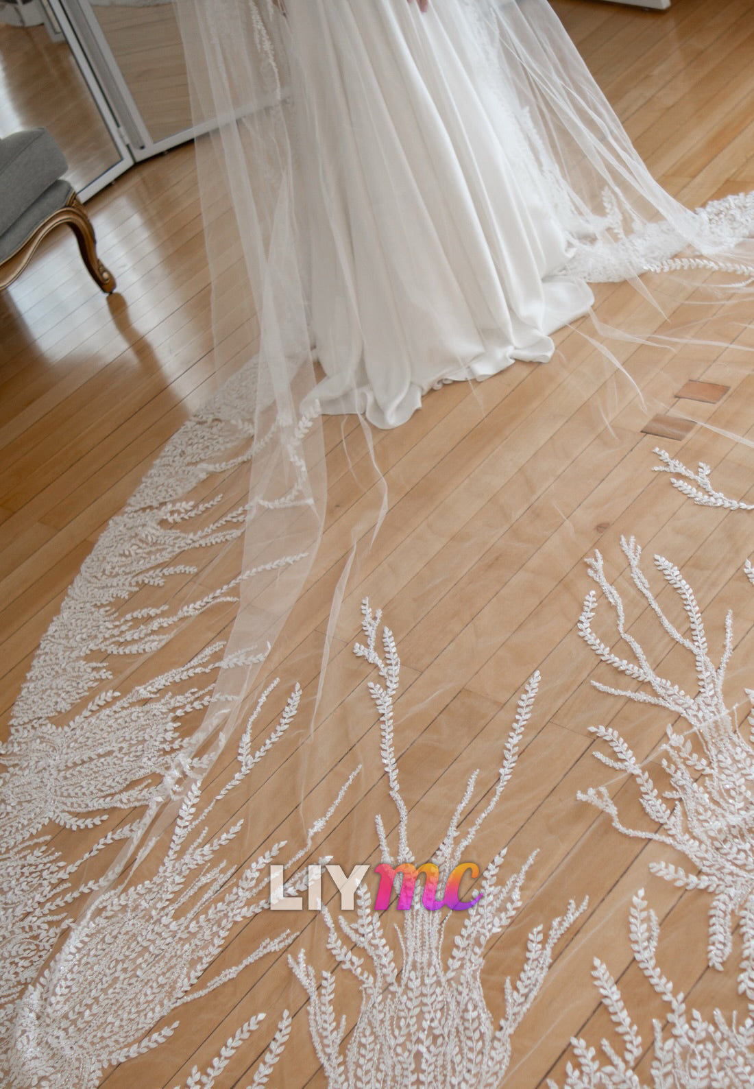 Ruched Satin A-Line Wedding Dress with Lace Cape