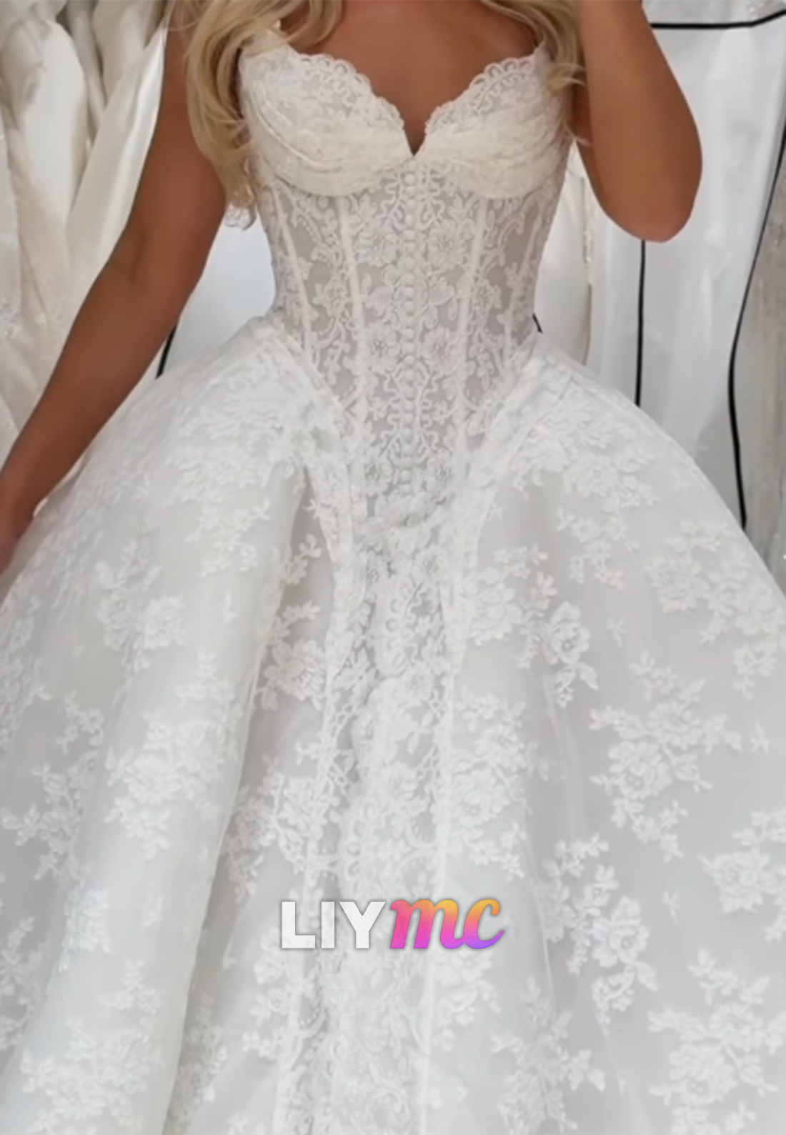 Sweetheart Corset Lace Ball Gown Wedding Dress