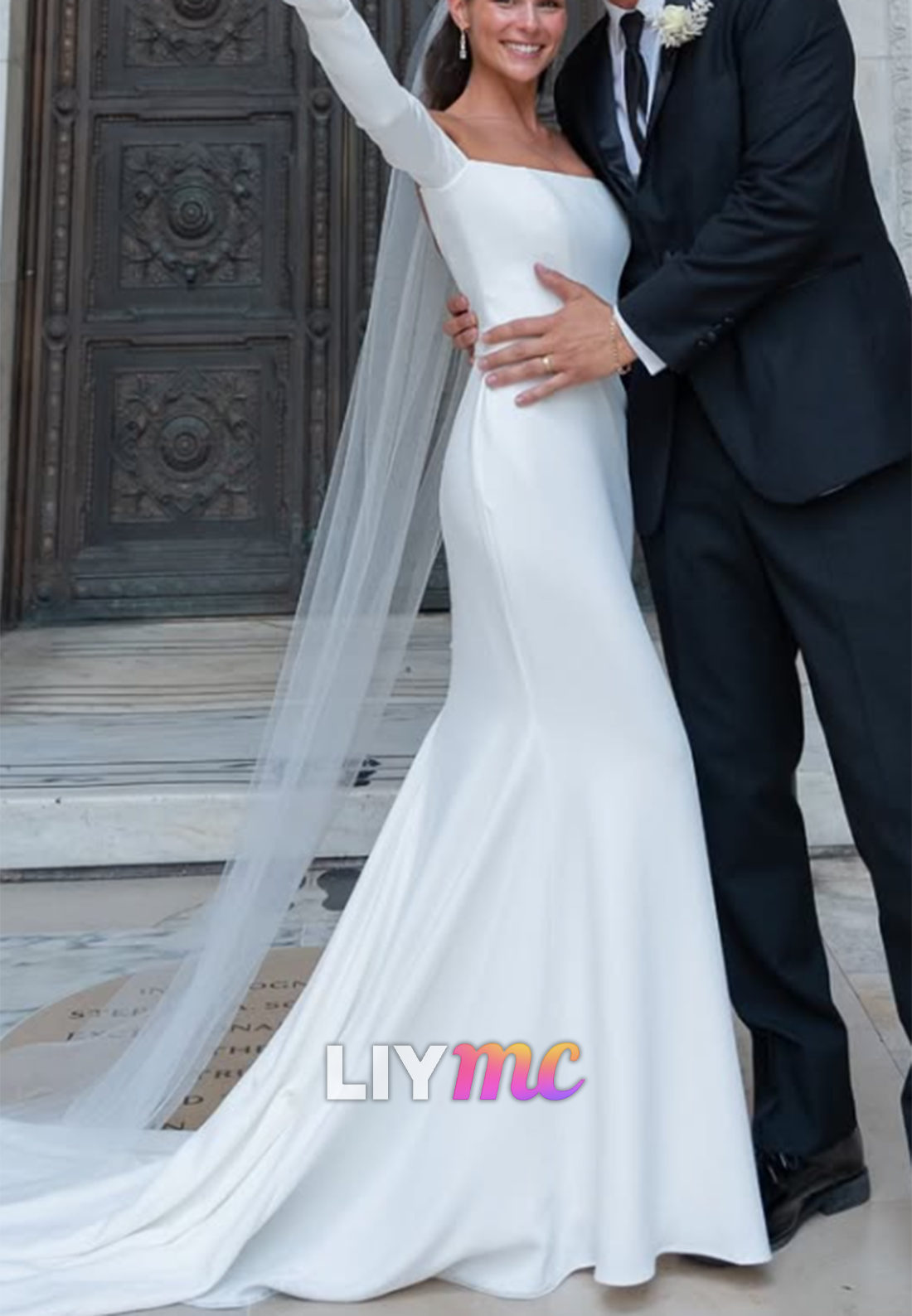 Off Shoulder Long Sleeve Mermaid Wedding Dress