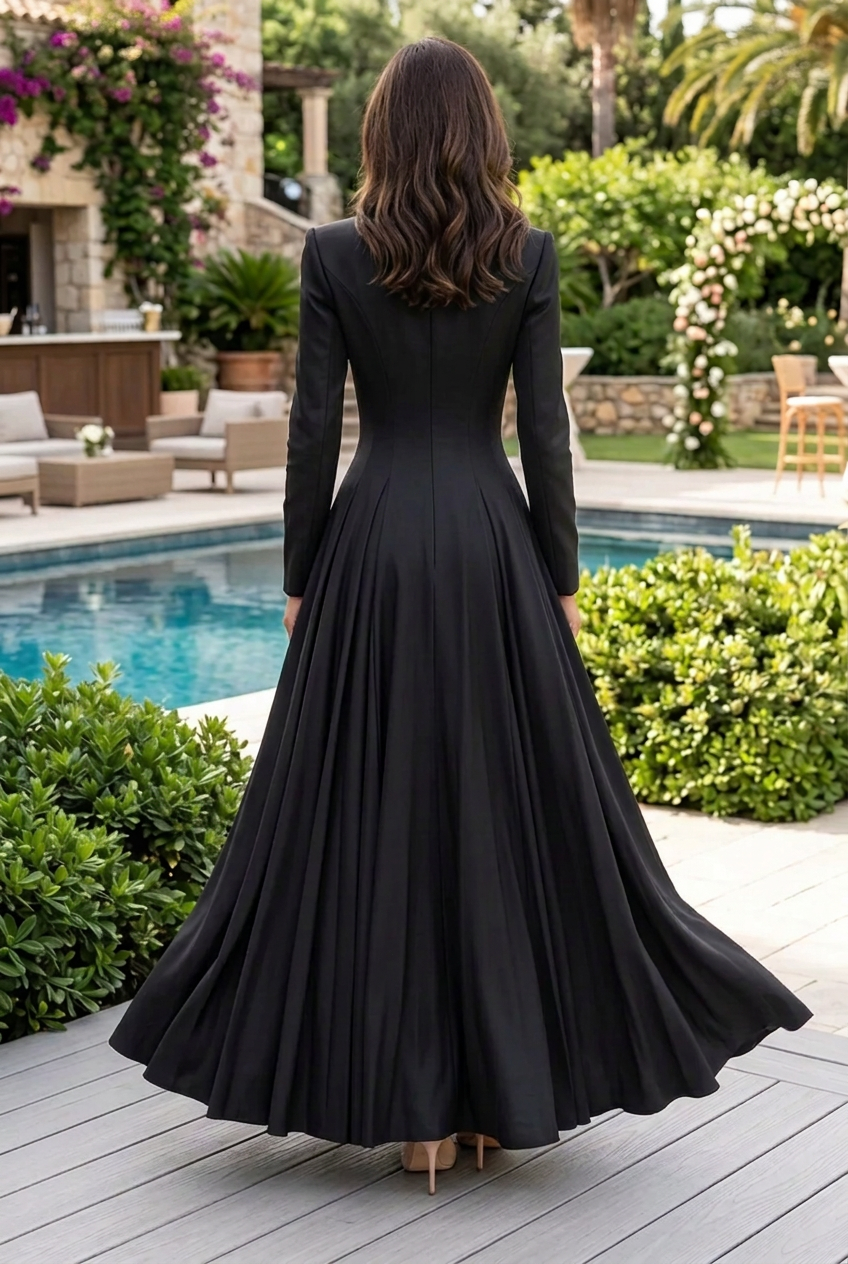 Long Sleeve Blazer-Style Ball Gown