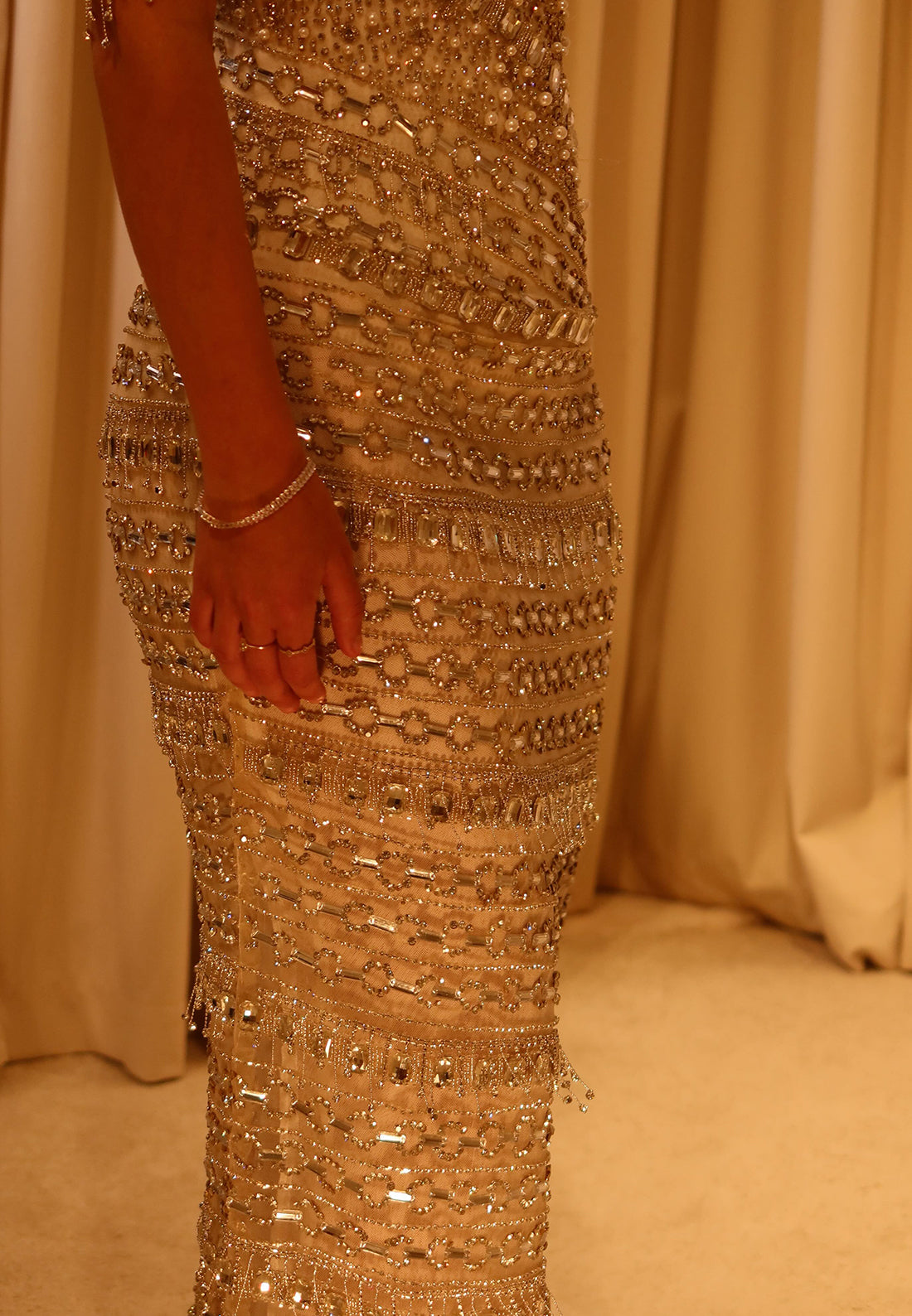 Strapless Sweetheart Mermaid Gown with Beaded Fringe