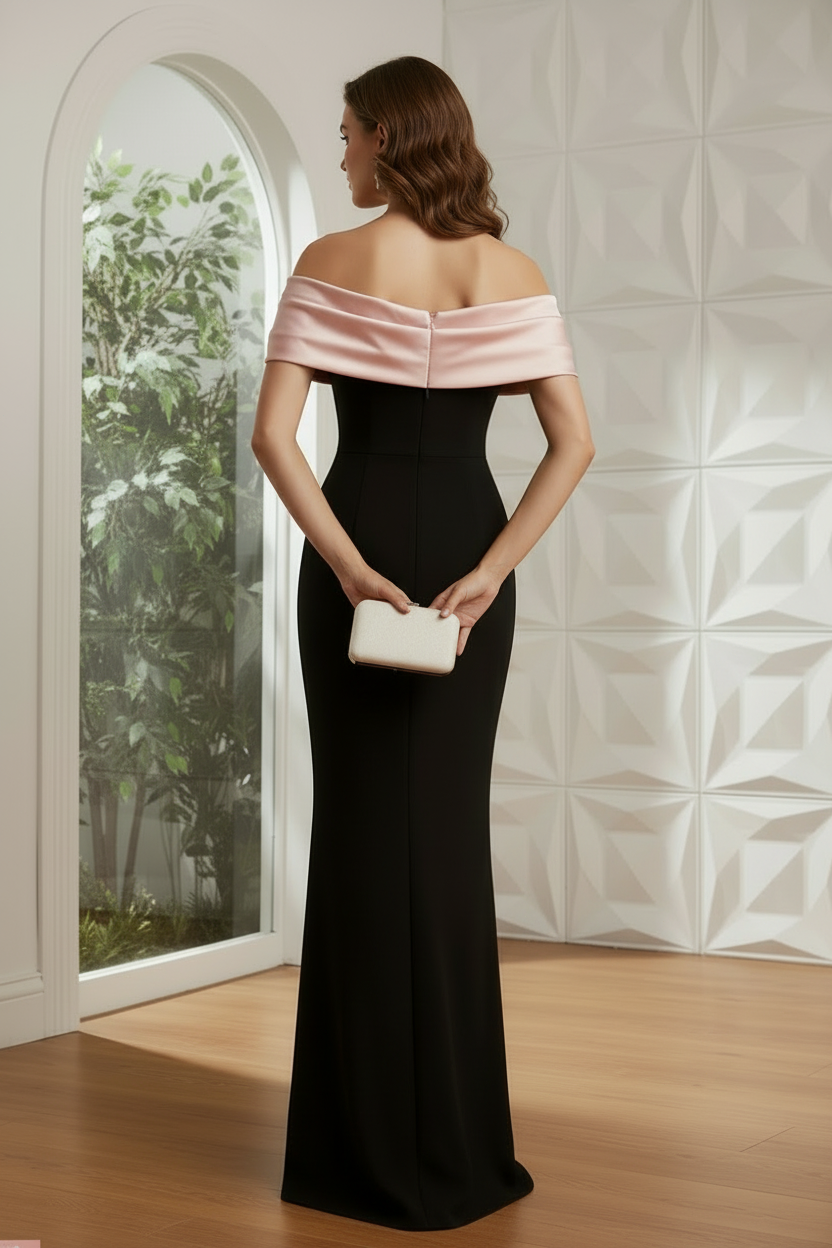Off-the-Shoulder Column Evening Dress