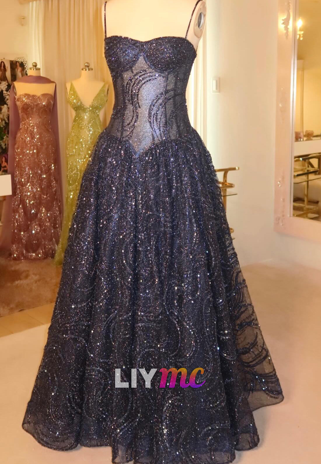 Glitter Sweetheart Corset A-Line Gown