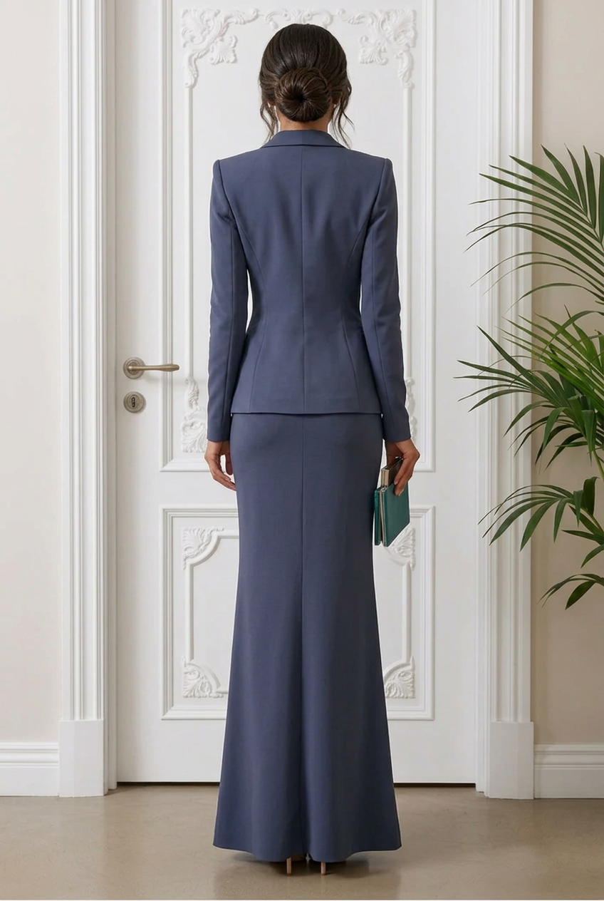 Tailored Blazer and Maxi Skirt Two-Piece Suit