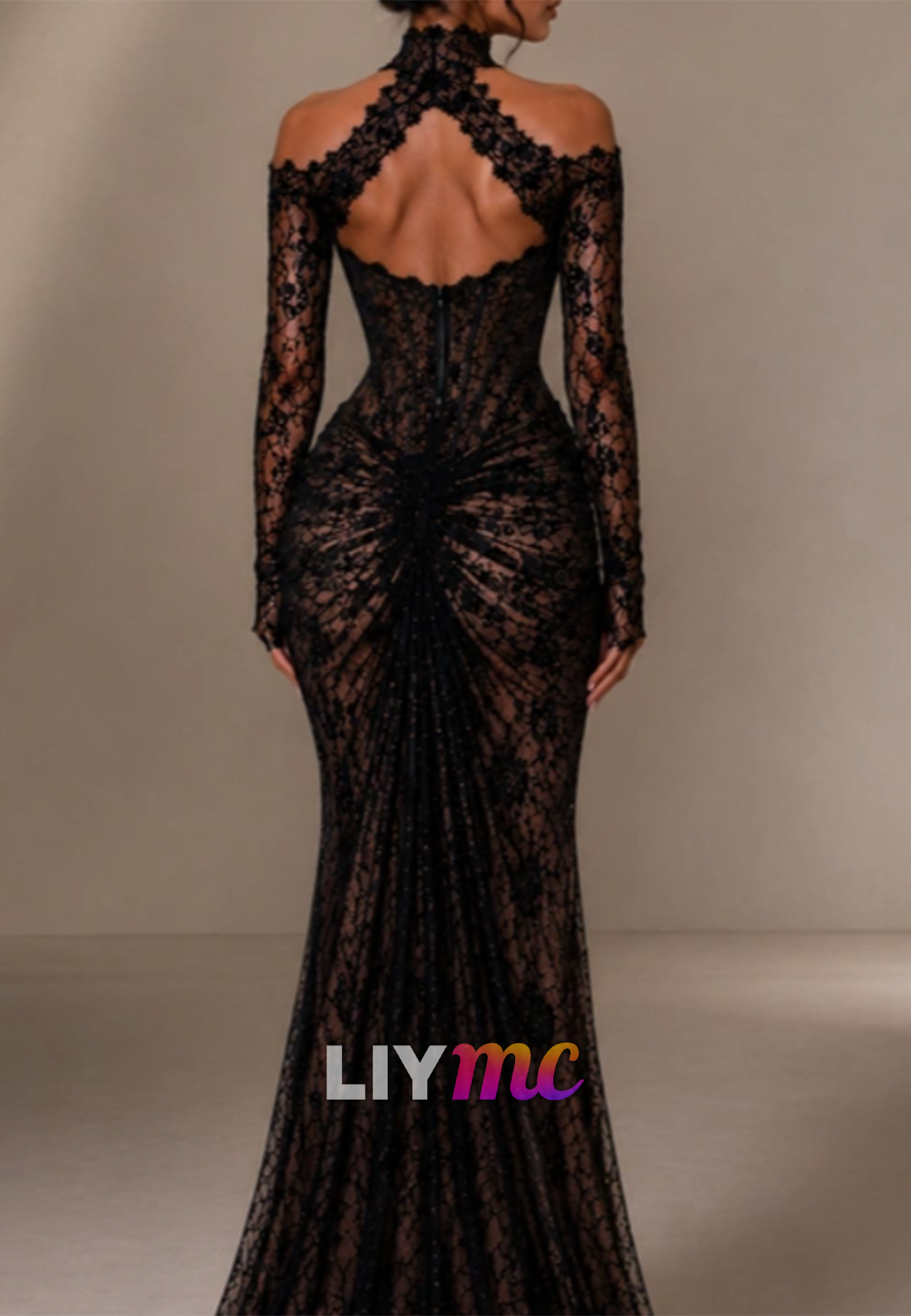 Off Shoulder Lace Corset Mermaid Evening Gown