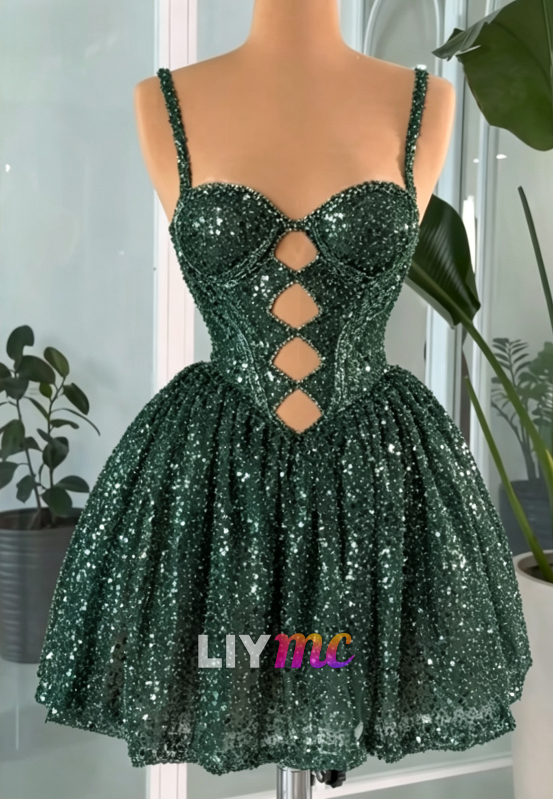 Sequin Cut-Out Corset Mini Dress