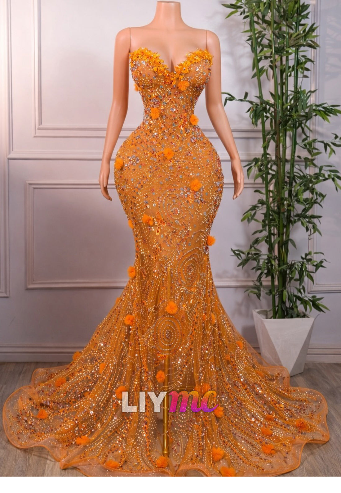 Sweetheart Strapless Beaded Mermaid Formal Gown