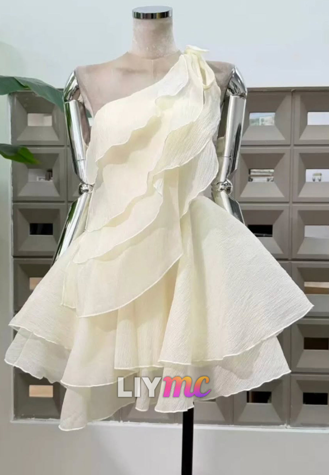 One Shoulder Tiered Ruffle Mini Dress