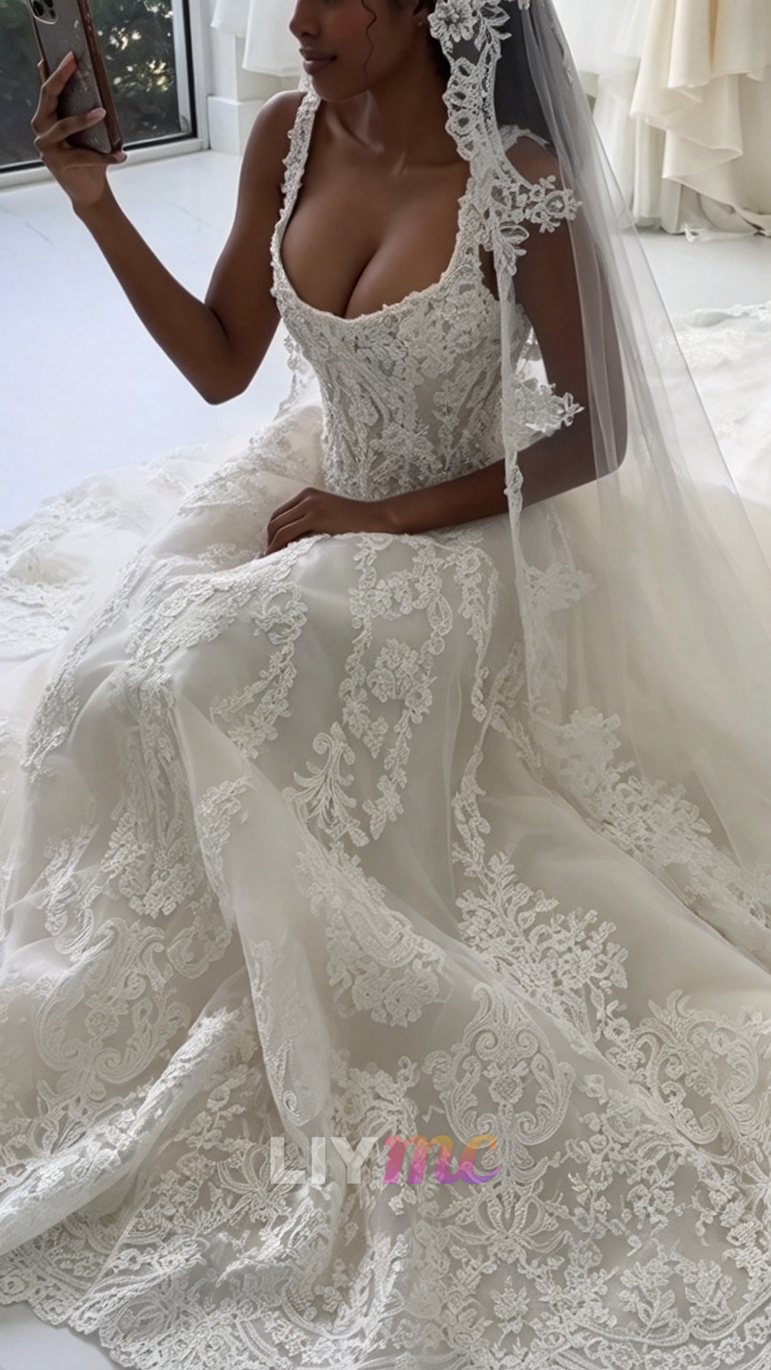 Lace Applique Corset A-Line Wedding Dress