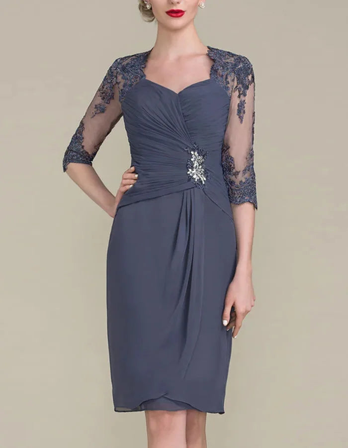 Waist-hugging Chiffon Midi Dress Suit