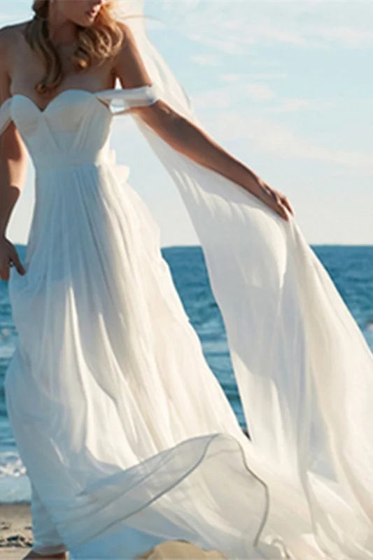 Chiffon Wedding Off-the-Shoulder Dress