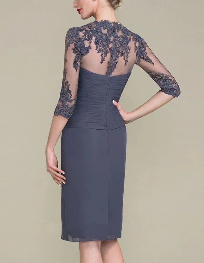 Waist-hugging Chiffon Midi Dress Suit