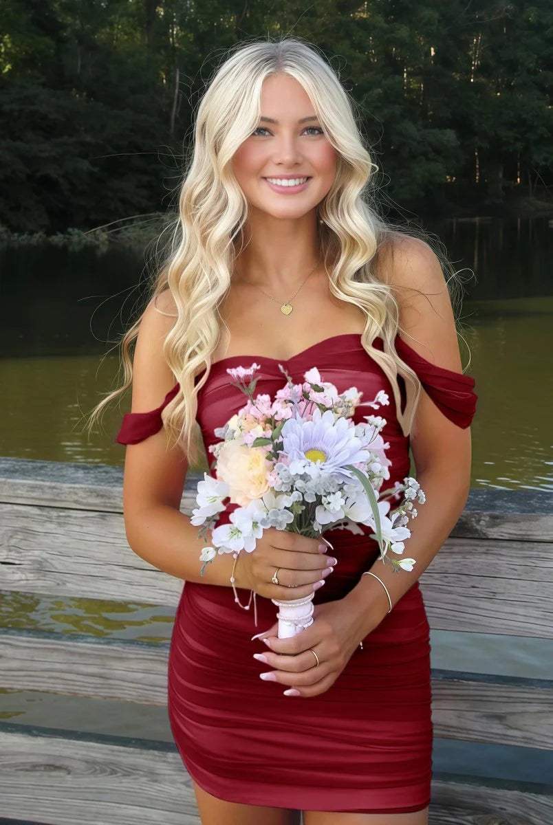 Sweetheart Pleated Fitted Bodycon Sheath Party Homecoming Dress