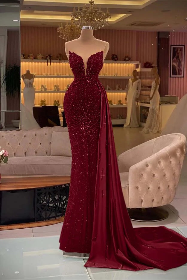 Stunning Gold Sweetheart Sleevelss Mermaid Beadings Evening Dress Ruffle With Rhinestone