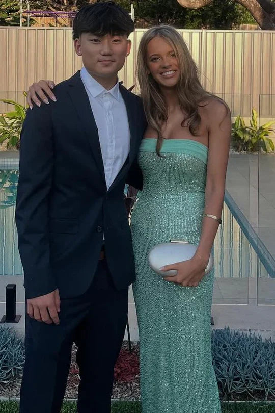 Sparkly Strapless Sequin Mermaid Party Prom Dress