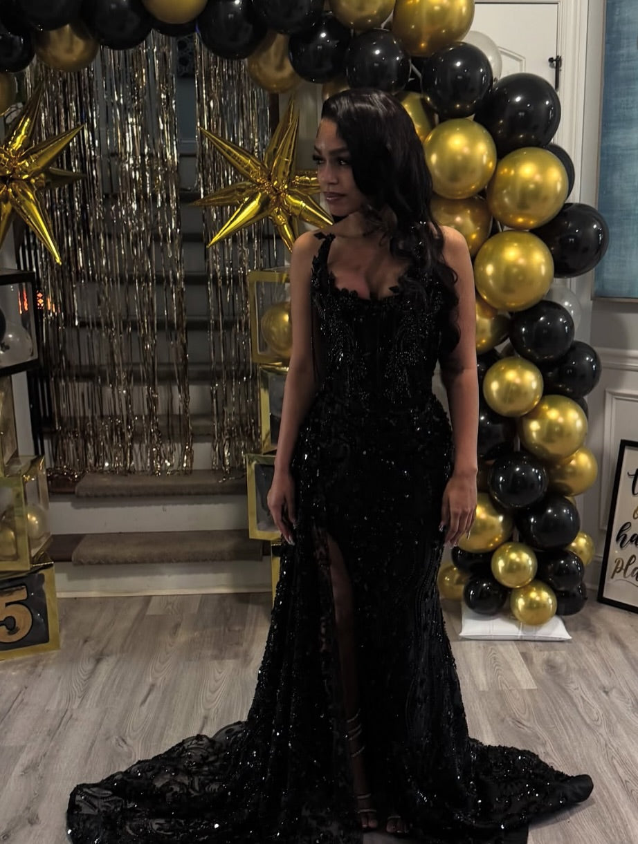 Mermaid Black Luxurious Prom Dress Black Girl Sexy Graduation Dress Formal Dress