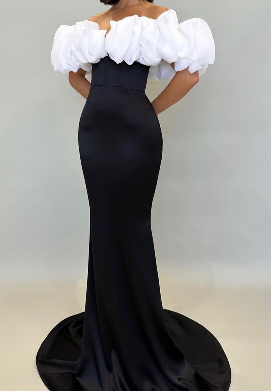 Off-Shoulder Strapless Ruffled Sleek Mermaid Prom Dress