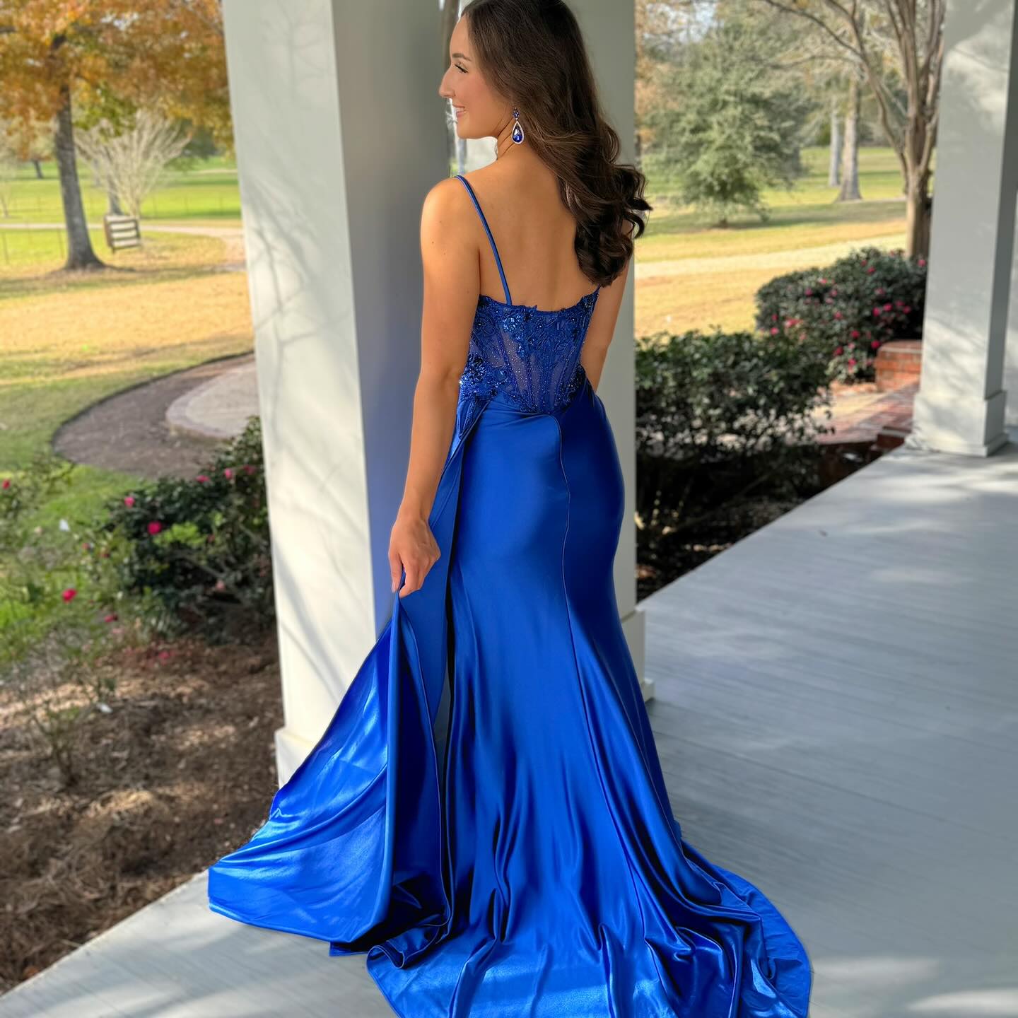 LP2217 - Sweetheart Sleeveless Appliques Sheer Ruched High Slit Prom Dress