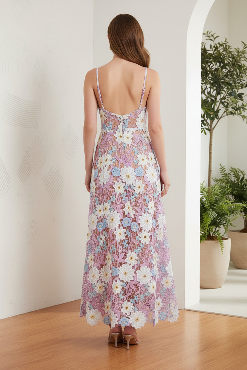 V-Neck Appliques A-Line Wedding Guest Dress