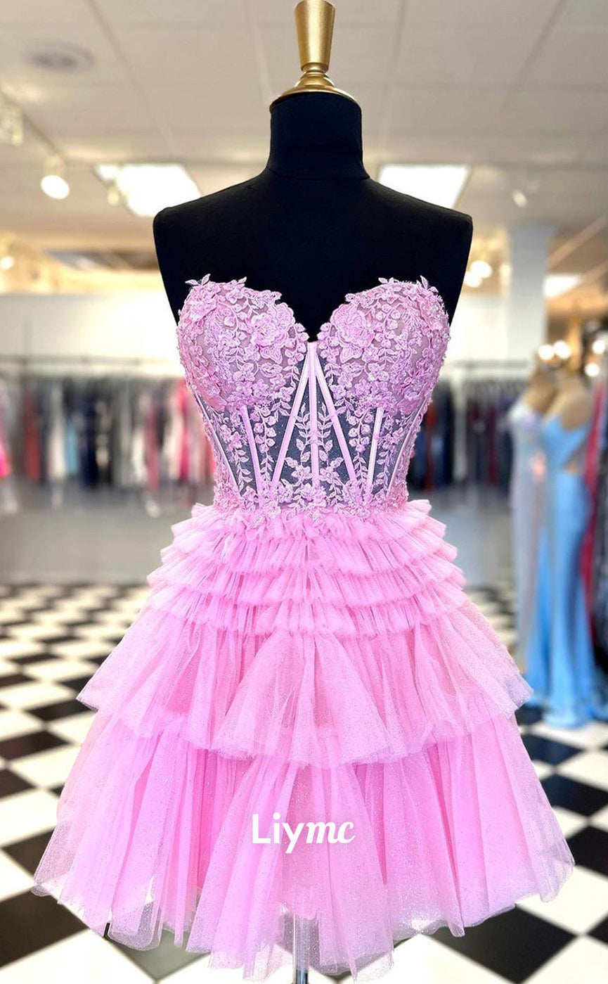 LY030 - A line Sweetheart Lace Appliques Cute Homecoming Dress Short Liymc LY030 - A line Sweetheart Lace Appliques Cute Homecoming Dress Short Liymc