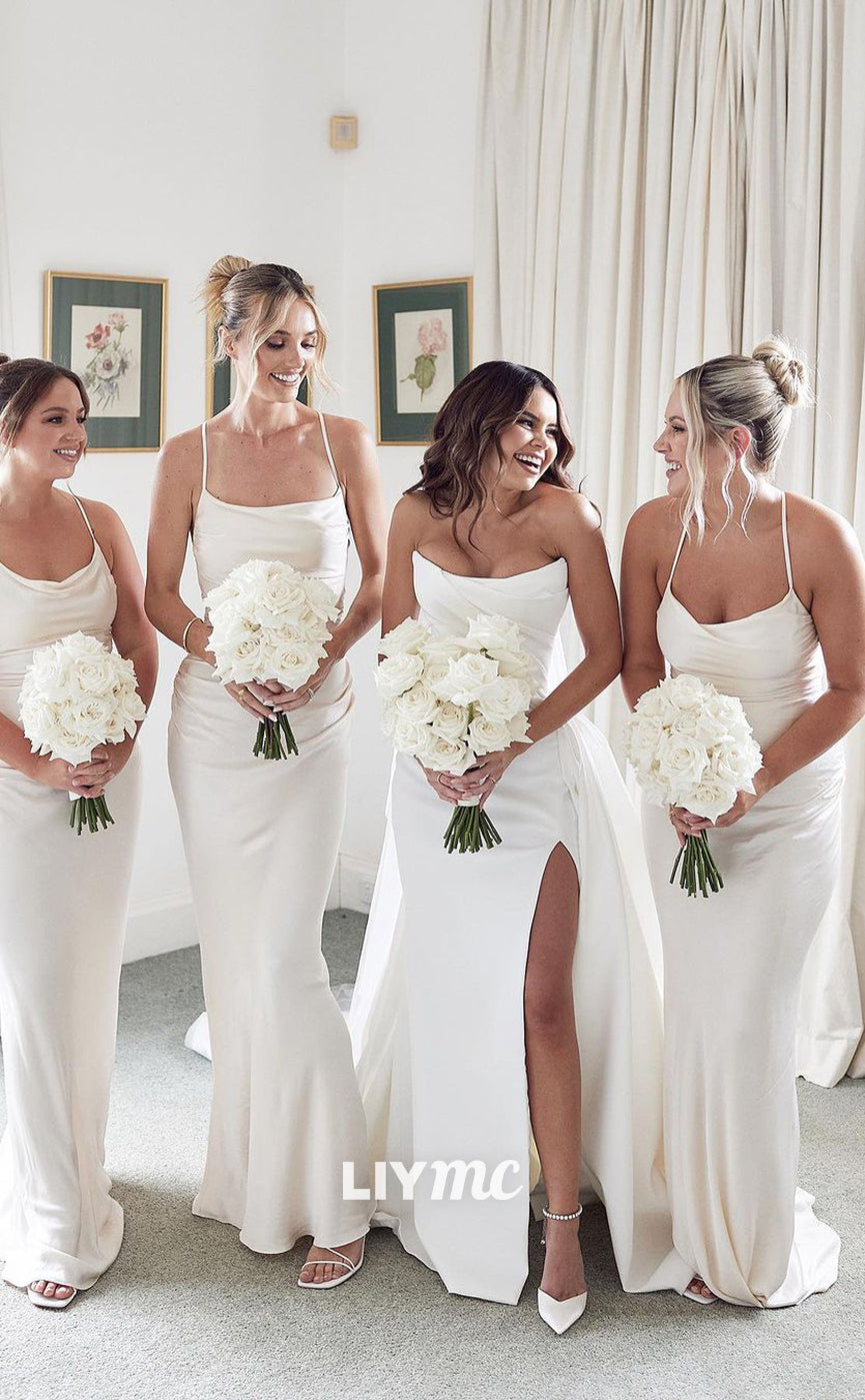 LW377 - Strapless Detachable Skirt Satin Mermaid Wedding Dress