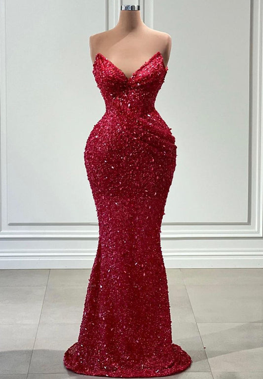 LP750 - A-Line V-Neck Sequined Evening dress