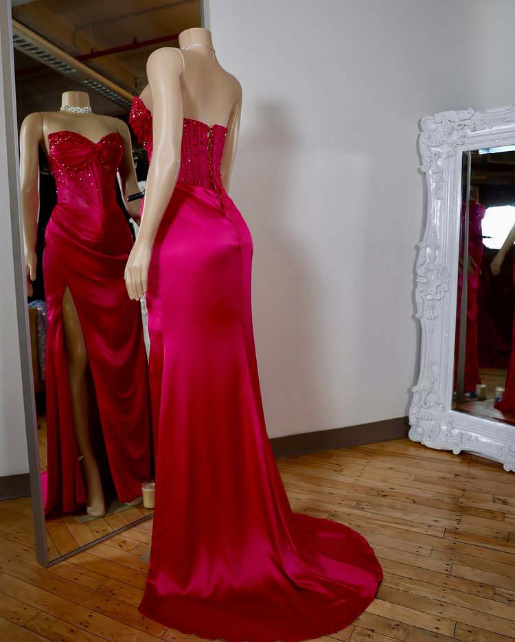 V-Neck Removable Spaghetti Straps Beaded Sheath Prom Dress