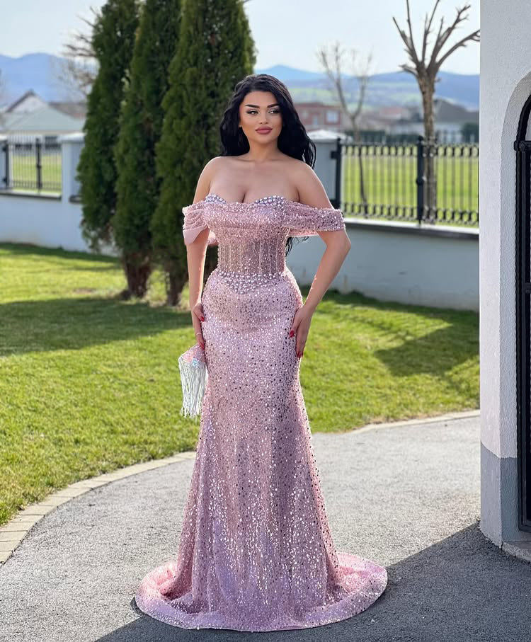 LP2022 - Sweetheart Strapless Beaded Fitted Mermaid Prom Dress