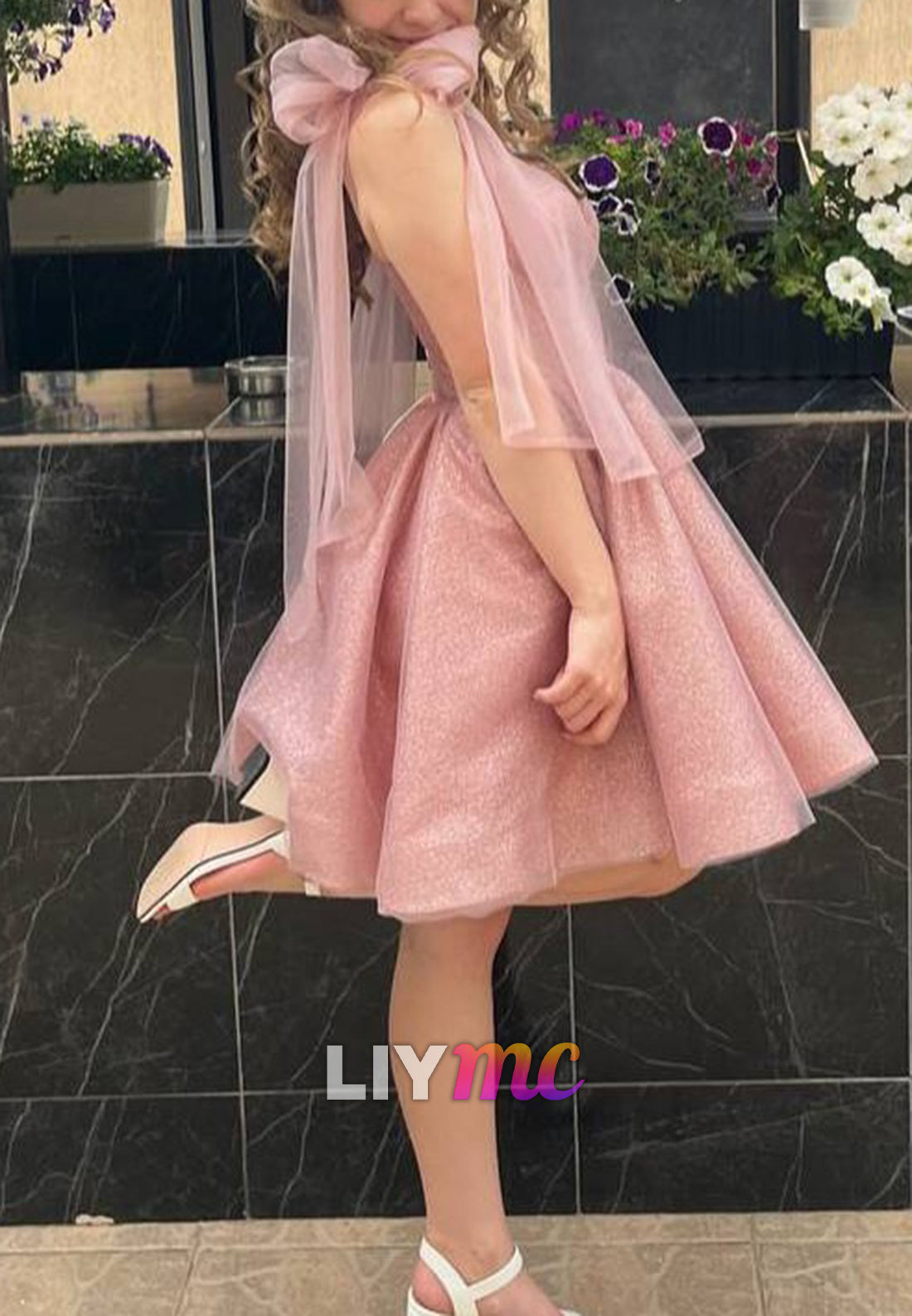 Sweetheart Bowknot Sparkly A-Line Party Homecoming Dress